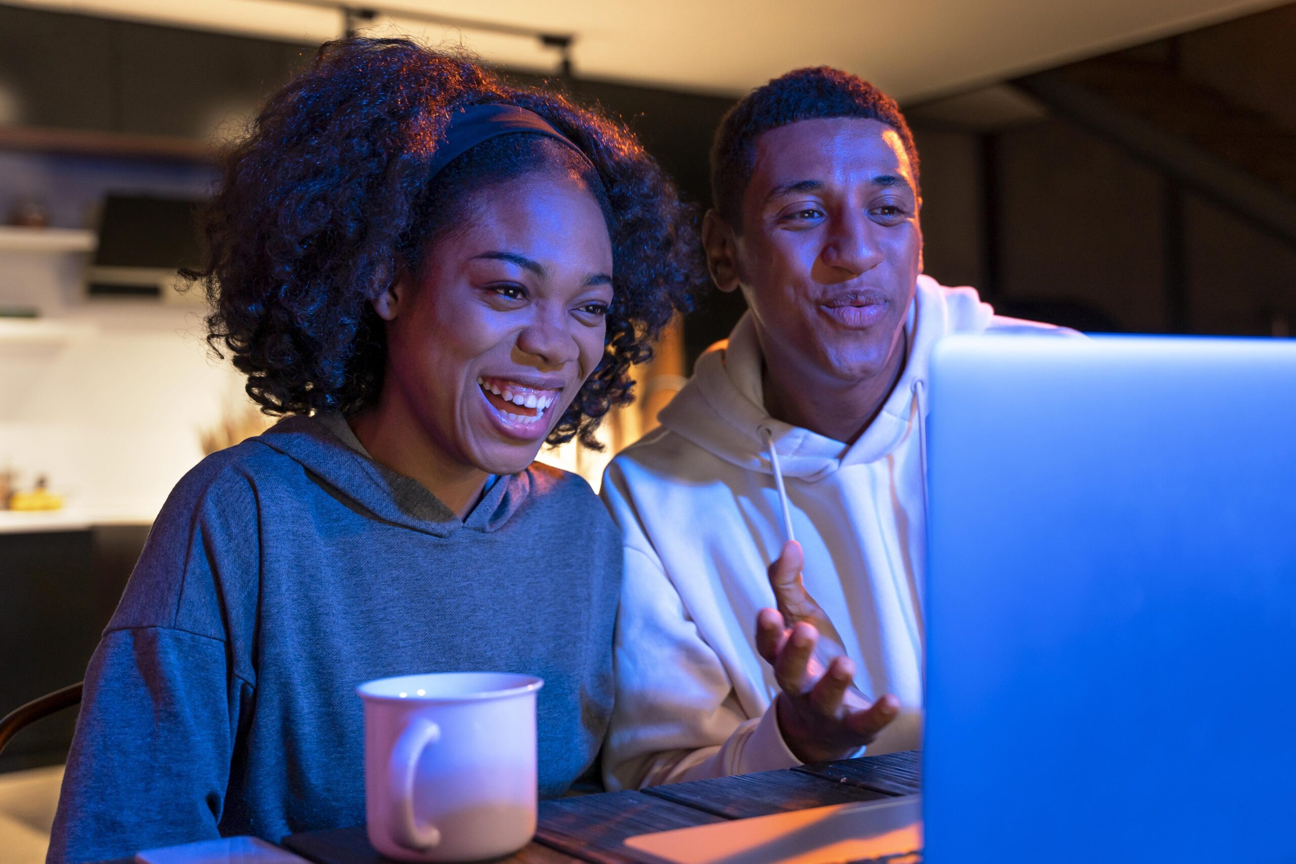 happy people on computer